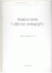 Studijní texty k dějinám pedagogiky  Cover Image