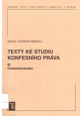 Texty ke studiu konfesního práva. III., Československo  Cover Image
