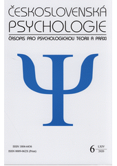 Československá psychologie : časopis pro psychologickou teorii a praxi Cover Image